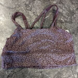 Purple leopard long line bra